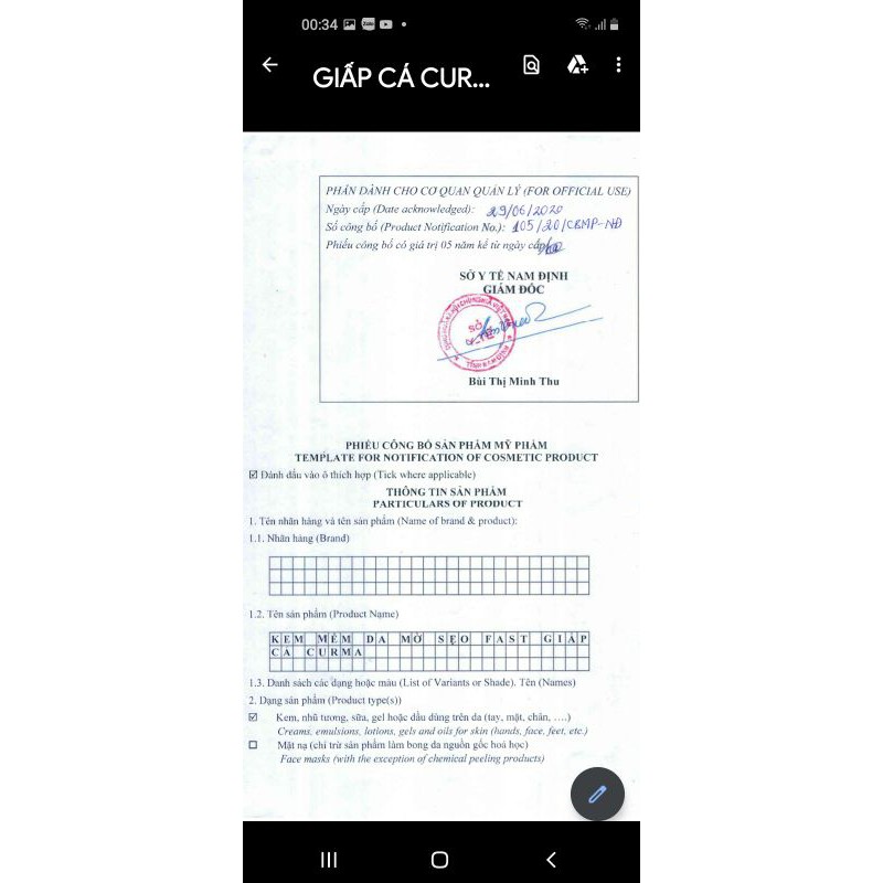 Kem Giấp Cá Curma_kem làm mềm,mau liền da,mờ sẹo.Tuýp 20g