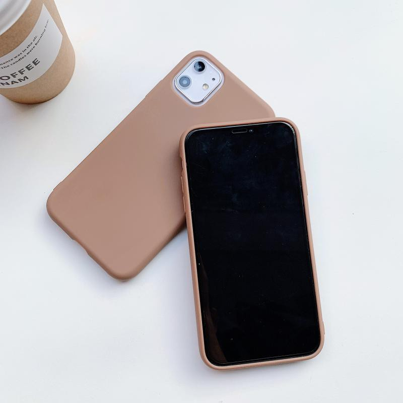 vivo 1609 1606 1611 1610 1601 1603 1716 1723 1718 1726 1713 1714 1724 1725 1727 1728 1719 Brown silicone mobile phone case Pure color simplified mobile phone protective cover TPU mobile phone fall proof soft shell