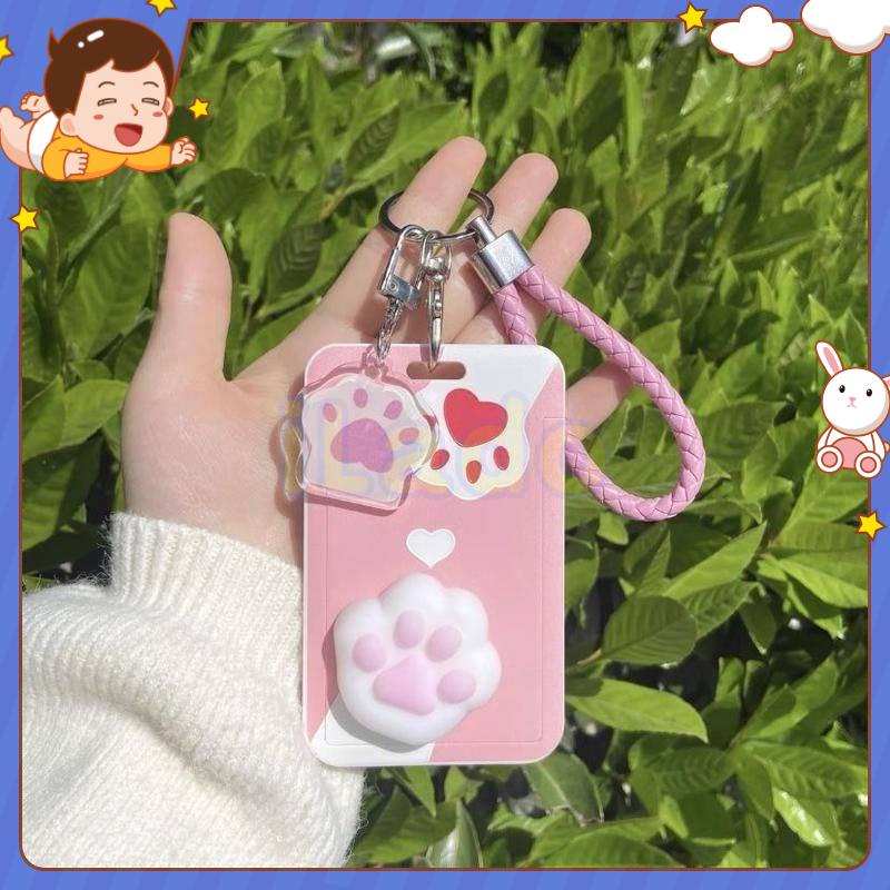 ⭐ iLado ⭐ thẻ đeo bảng tên Bàn chân mèo 3D dễ thương Dây Đeo Thẻ Học Sinh Bao Đựng Thẻ Dây đeo thẻ tên hoạt hình sinh viên cho nhân viên văn phòng Thẻ đeo bảng tên kèm dây kéo Dây Đeo Thẻ Dọc Cho Sinh Viên -Học Sinh Nguồn cung cấp Văn phòng Văn phòng phẩm