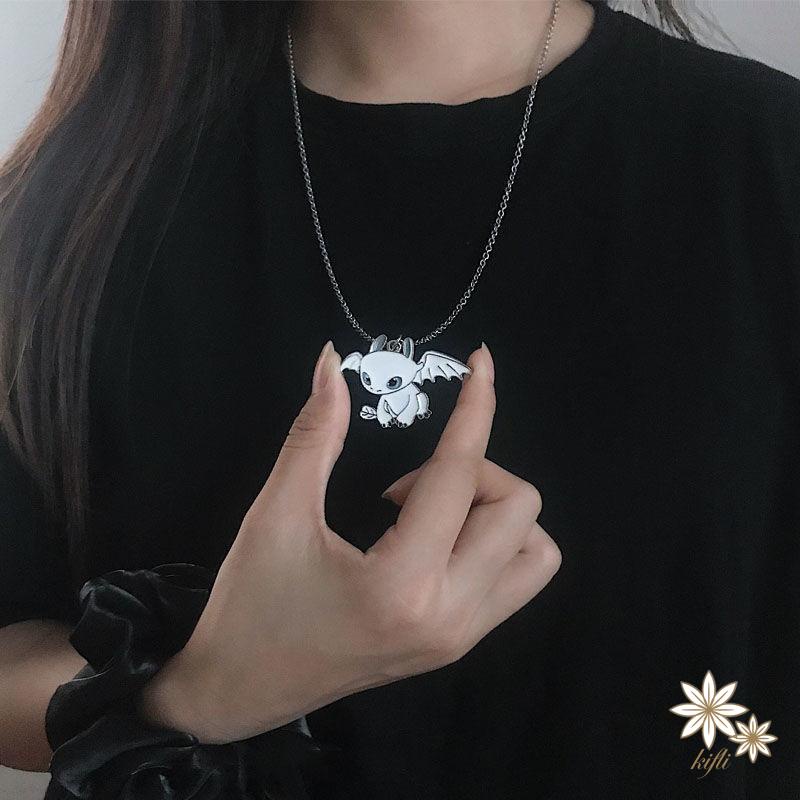 【Kifli.vn】 Vòng cổ Cặp Đôi Hình Rồng Bay Màu Trắng Đen