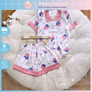 ✨nguyên set đồ bộ pyjama đùi mác boo chuẩn lụa latin cực dễ thương, chất vải thoáng mát