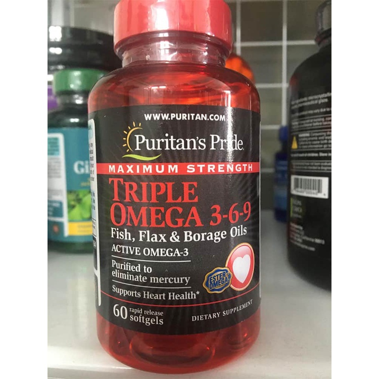 Maximum Strength Triple Omega 3-6-9 giảm mỡ máu, bổ tim mạch ( Lọ 60 viên) của Mỹ