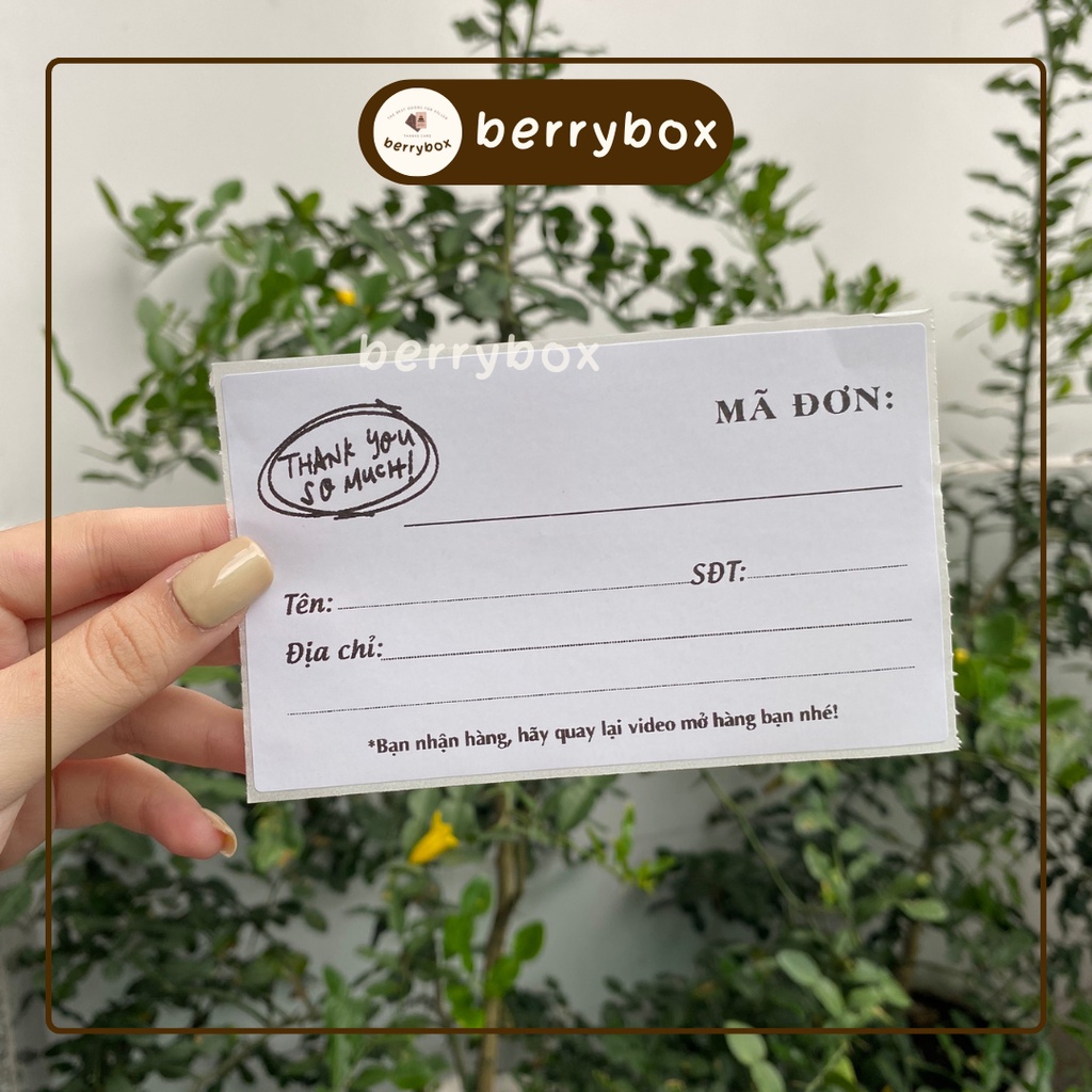 Berry | Set 50 phiếu giao hàng MVM, hóa đơn bán hàng có keo dán túi giấy, thùng carton, gói hàng