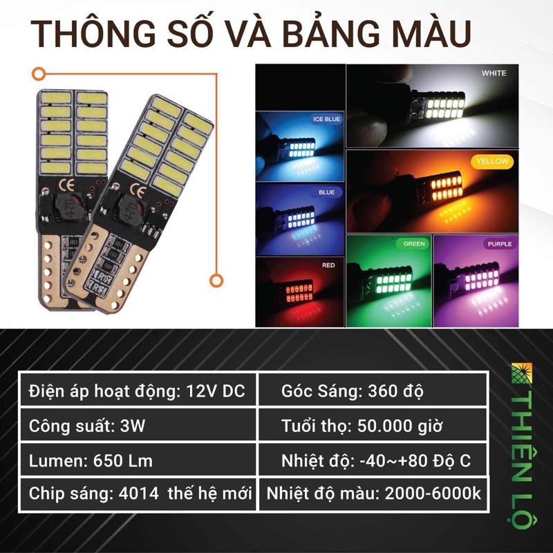[GIÁ 1 ĐÈN][NÂNG CẤP]Đèn LED xi nhan T10 demi 24 SMD 4014 SMART IC cao cấp dành cho tô tô xe máy