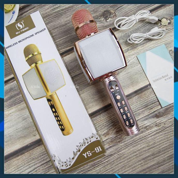 Mic Bluetooth Karaoke YS-91 có chỉnh giọng hỗ trợ ghi âm pass chuẩn không dây - BH6 tháng