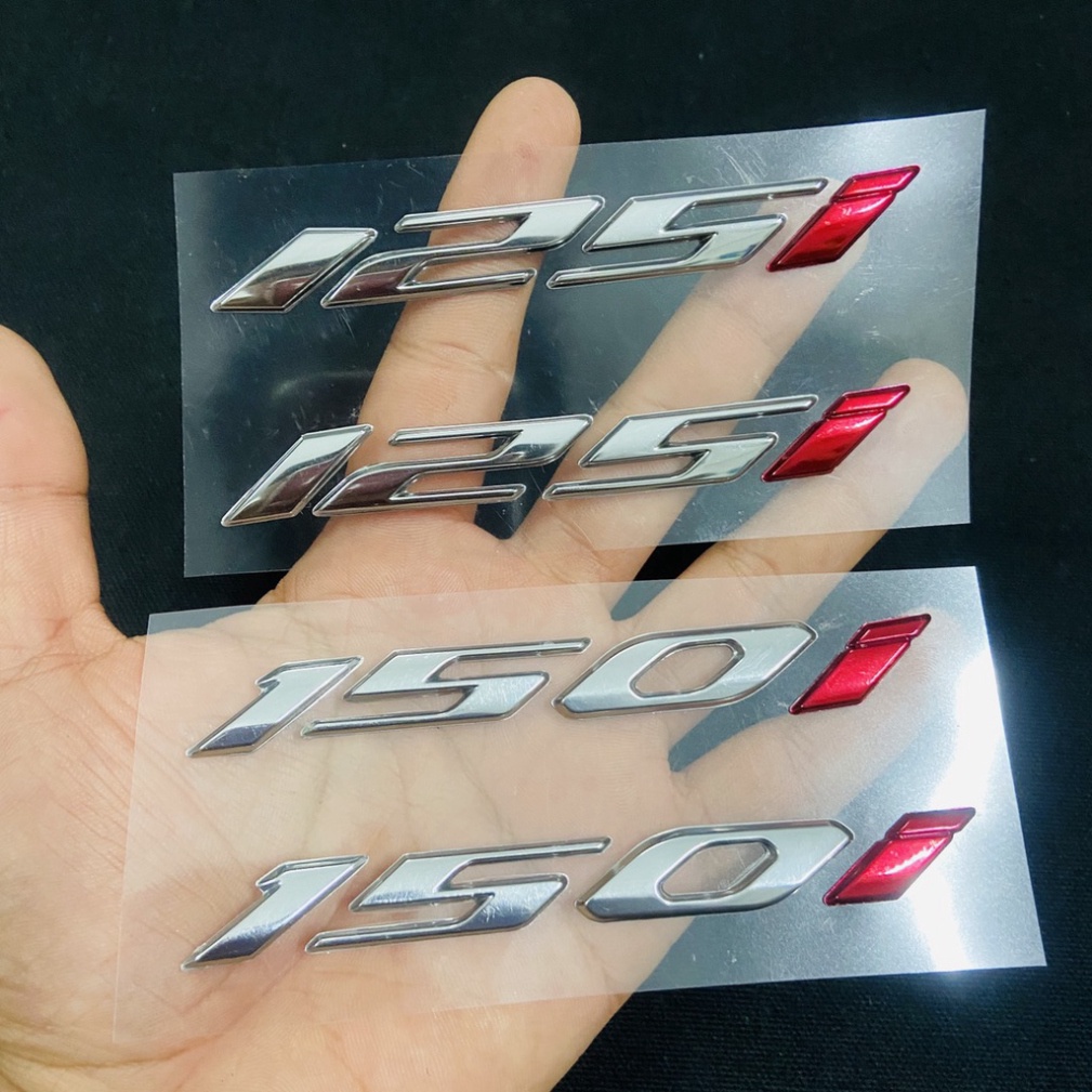 Tem logo số 125i, 150i chất liệu nhựa nổi xi bóng cao cấp thích hợp dán xe HONDA, YAMAHA