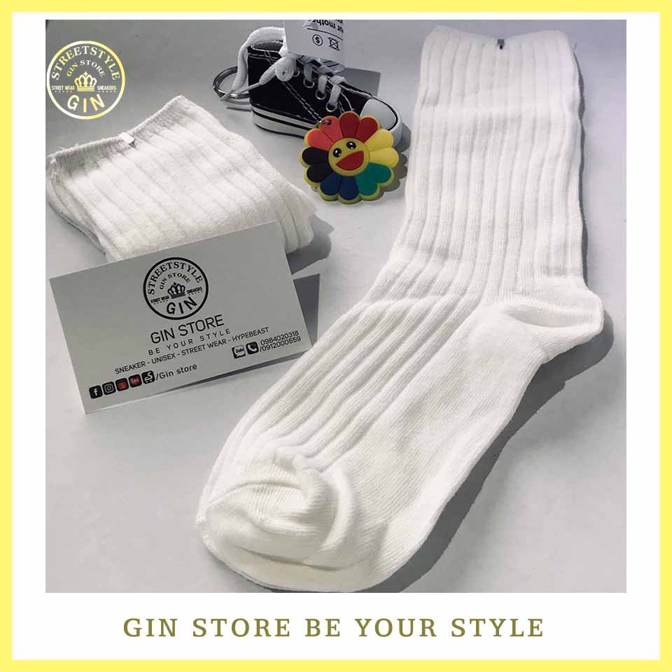 Tất Cổ Cao Trơn Trắng - Gin Store
