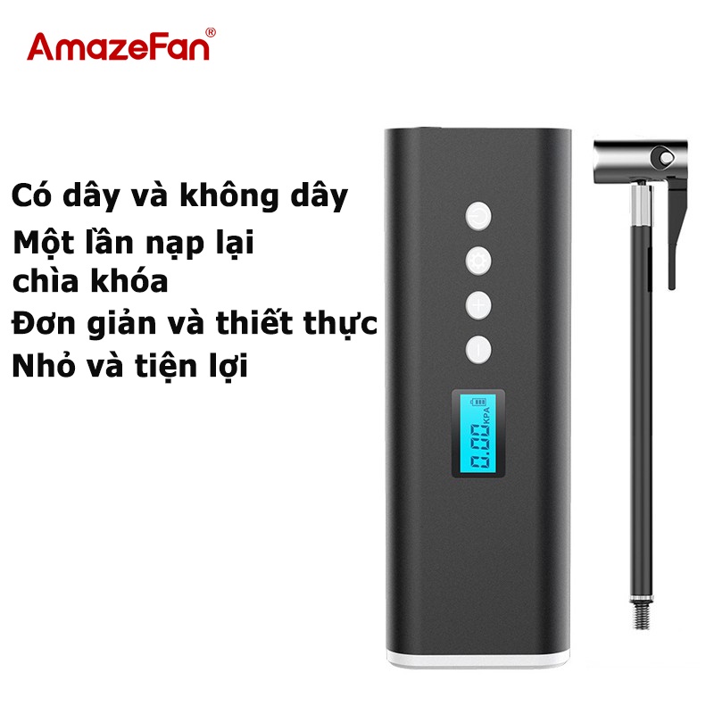 Máy bơm hơi bánh xe AmazeFan CQB-104 không dây đảo chiều thông minh tiện lợi tích hợp đèn LED