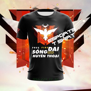 [Giá Xưởng] Áo Thun Nam Free Fire Đen 3D Rank Huyền Thoại