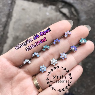 Khuyên đá opal cá tính / thép y tế không gỉ