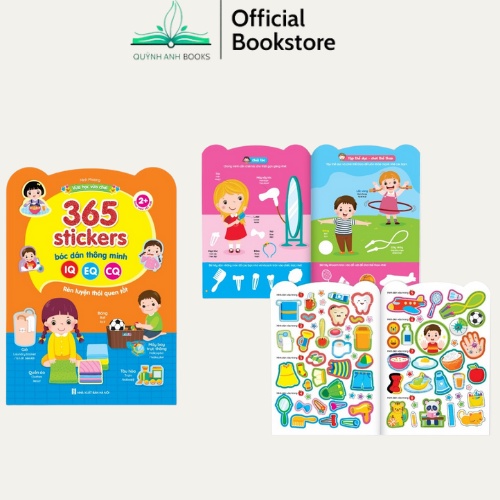 Sách-Combo 365 Stickers Bóc Dán Thông Minh( Dành Cho trẻ Từ 2-6 Tuổi)- Giúp Bé Phát Triển IQ, EQ, CQ (Bộ 6 Cuốn)