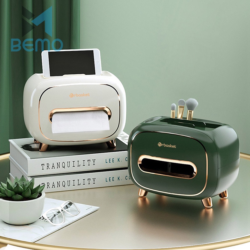 Hộp Đựng Giấy Ăn Để Bàn Có Ngăn Để Đồ Đa Năng, Hộp Đựng Khăn Giấy Mẫu Mới Sang Trọng