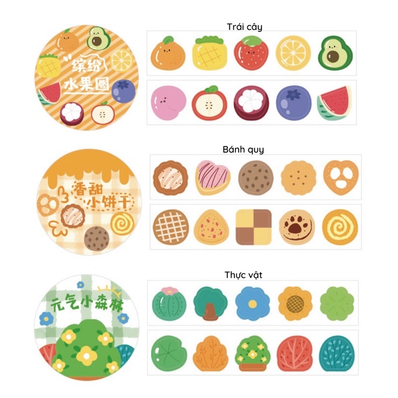 Băng Keo Washi Tape Trang Trí Sổ Tay Hoạ Tiết Hoạt Hình Đáng Yêu