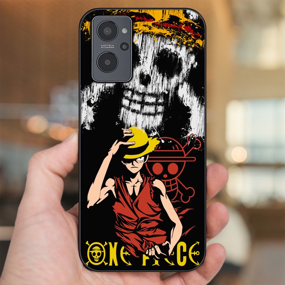 Ốp lưng Realme 9i viền đen in hình Luffy One Piece