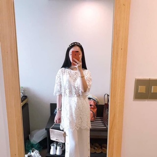 Áo ren xuông trắng zara