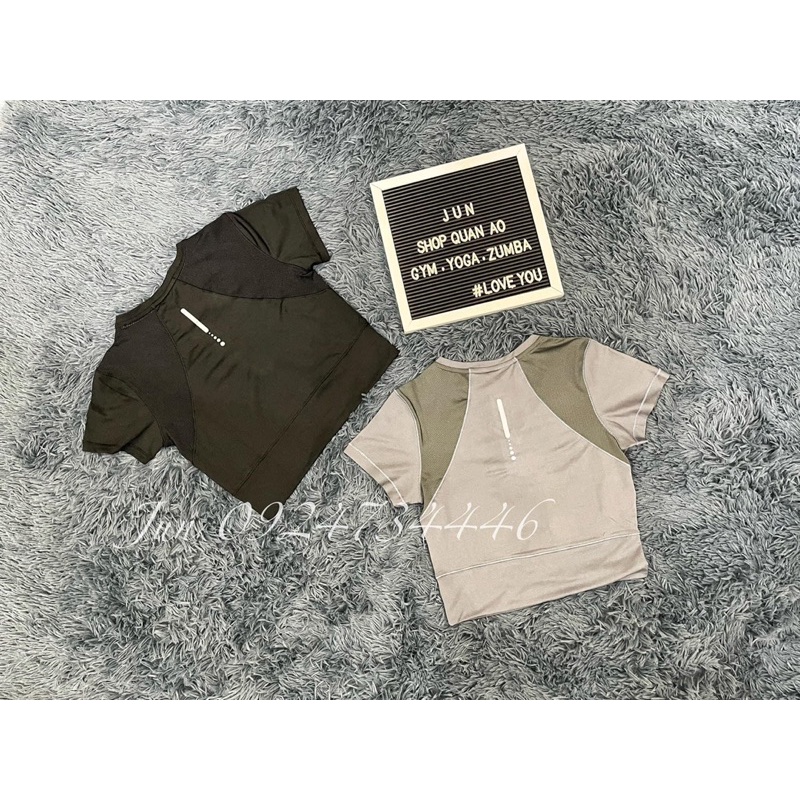 Áo croptop Das phối lưới phía sau tập gym yoga