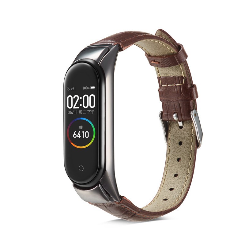 Dây Đeo Da Thay Thế Cho Đồng Hồ Thông Minh Xiaomi Mi Band 7 6 5 4 3