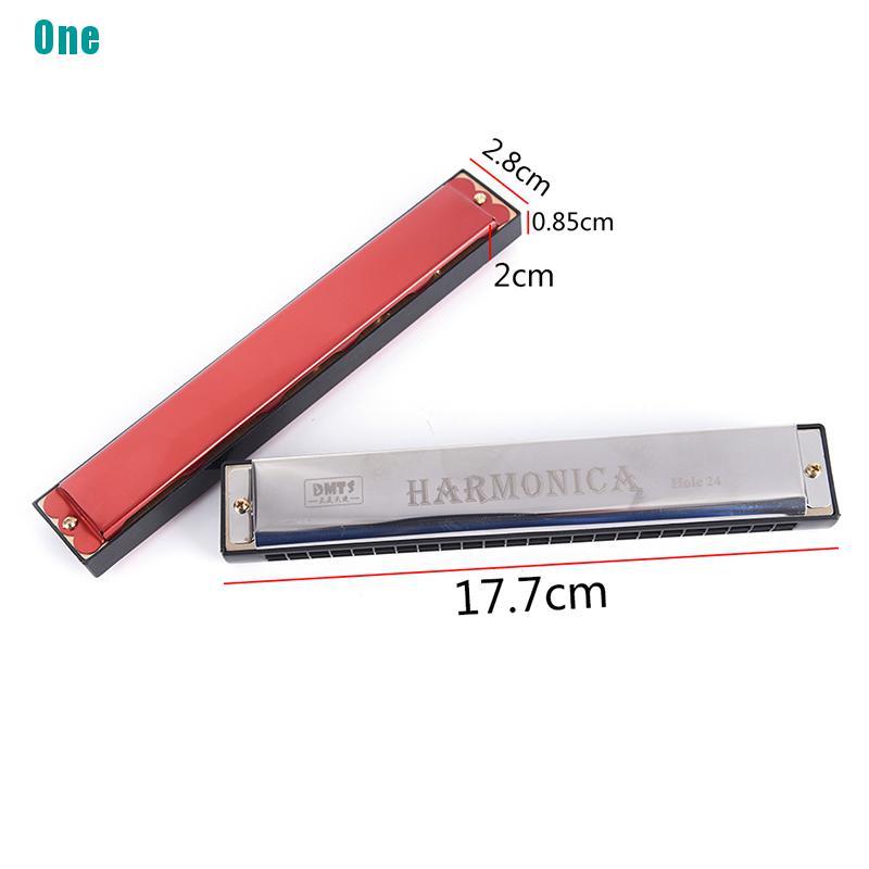 Kèn Harmonica 24 lỗ màu bạc / đỏ thích hợp cho người mới học sử dụng