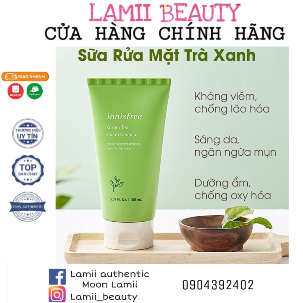 Sữa rửa mặt trà xanh Green Tea Cleansing Foam Innisfree phiên bản mới 2021