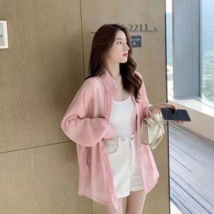Áo Khoác Sơ Mi Trắng Mỏng Tay Dài Chống Nắng Thời Trang Mùa Hè 2022 Mới Dành Cho Bạn Nữ