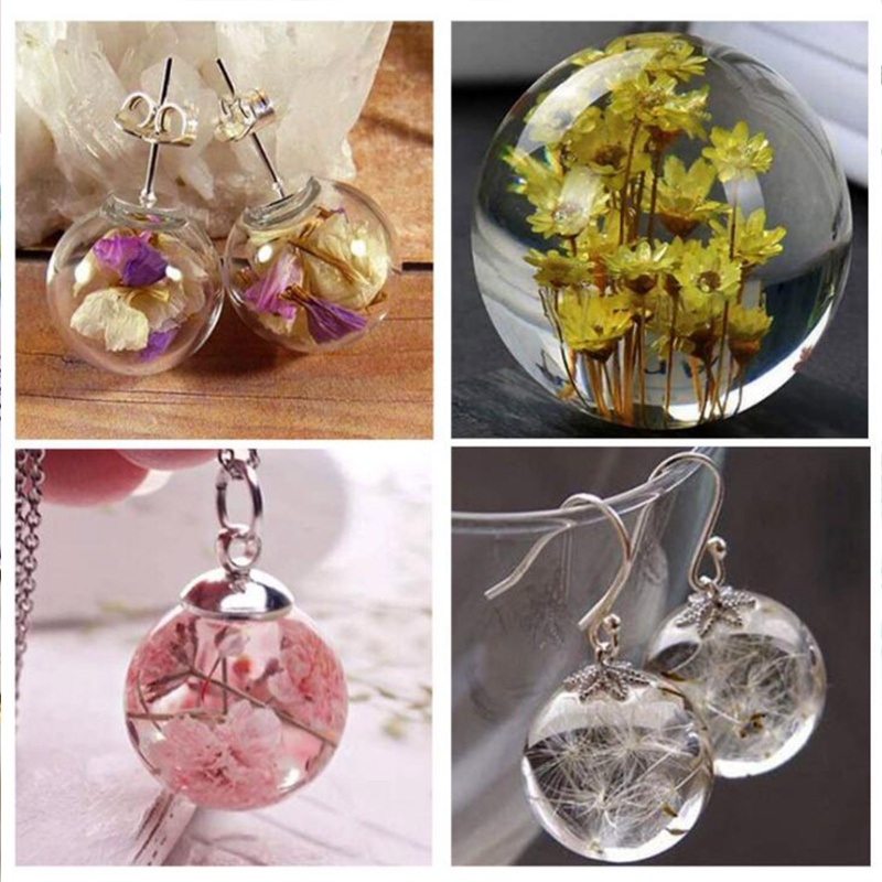 Set 2 khuôn silicone tạo hình quả cầu bầu trời đầy sao 3D làm trang sức DIY