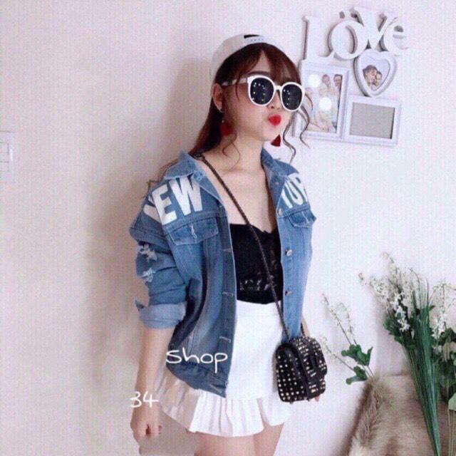 Áo khoác jean nữ cao cấp In chư BLUE- Mẫu mới hot 2019 - KM25% | BigBuy360 - bigbuy360.vn