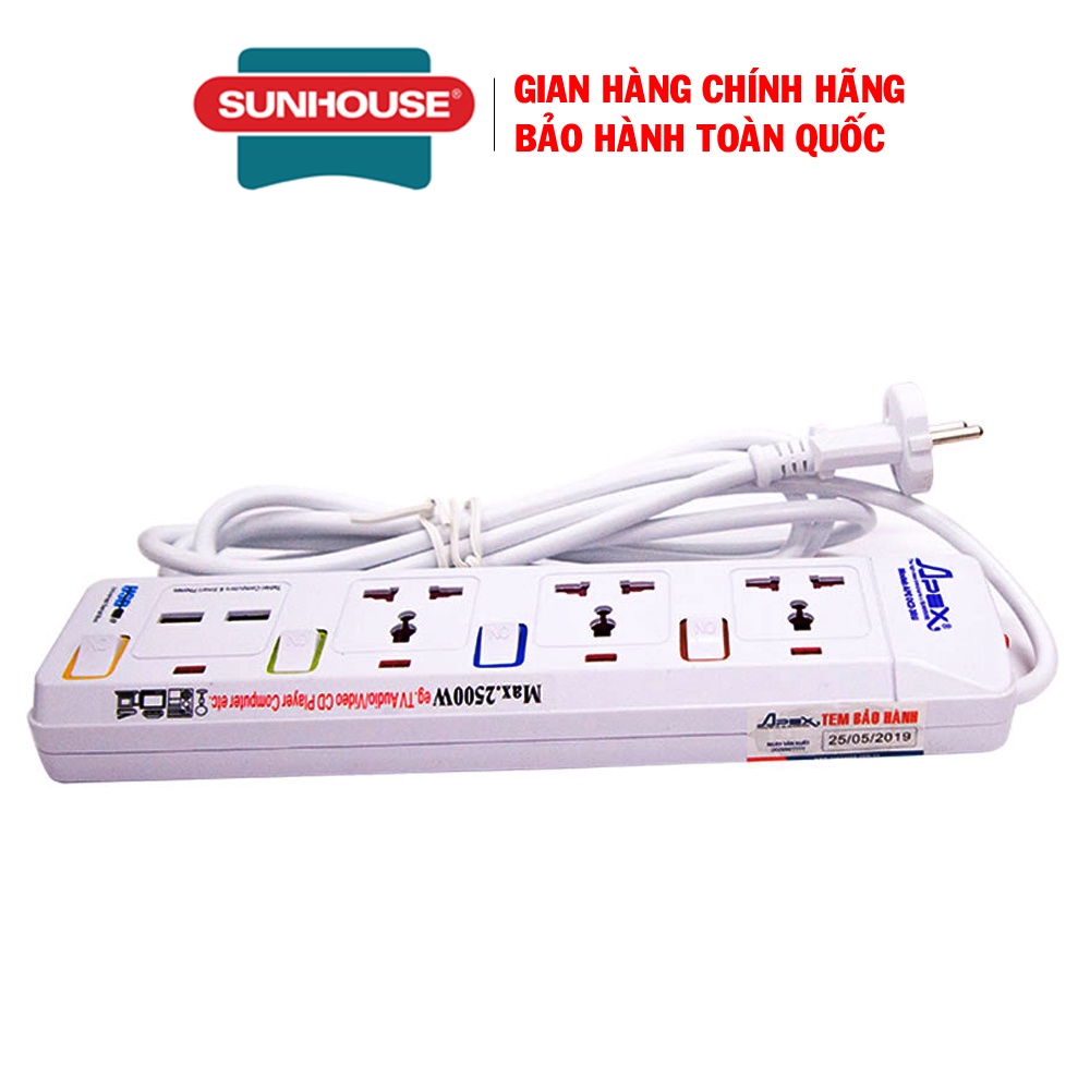 Ổ cắm điện Sunhouse APE-OC2-3RU - Bảo hành 12 tháng