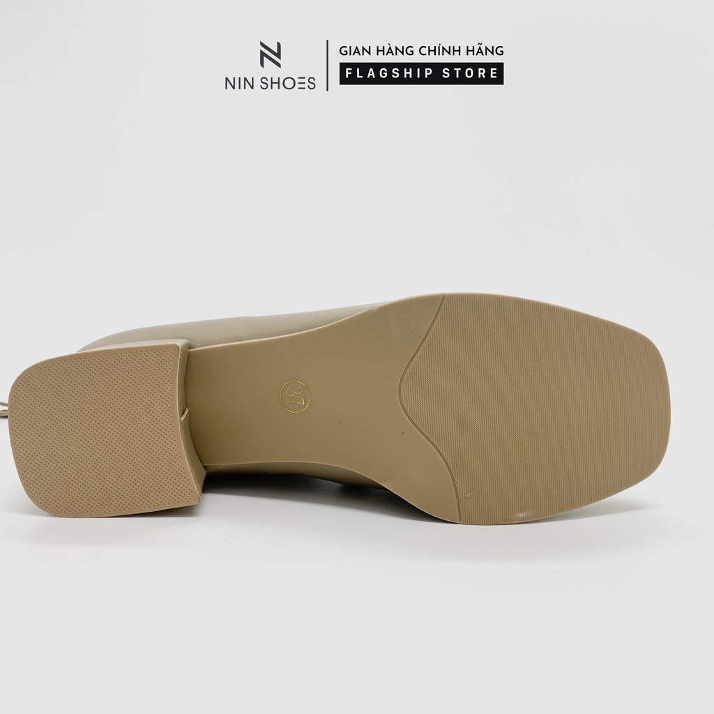 Giày Boot nữ 2p cổ khoét kéo khóa sau da si Ninshoes | BigBuy360 - bigbuy360.vn