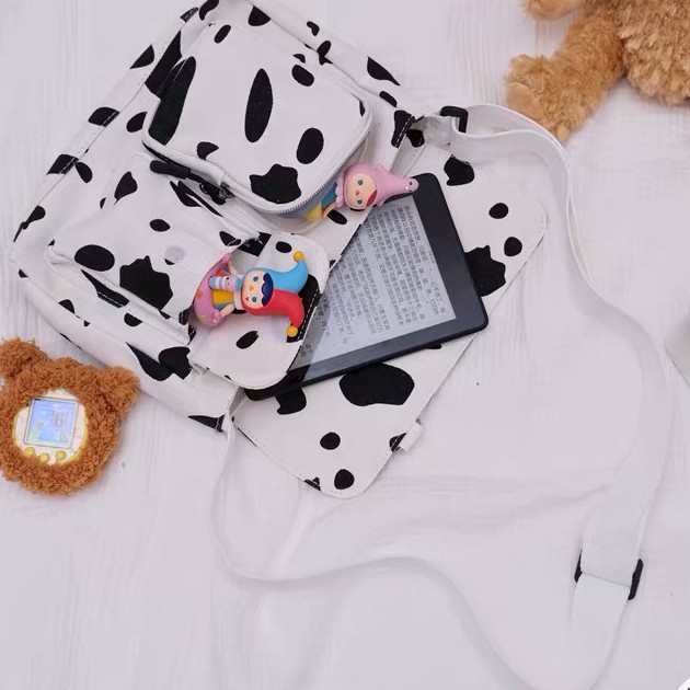 Túi canvas đeo chéo họa tiết, túi bò sữa đi học, túi tote phong cách unisex trẻ trung năng động TUCANVAS TCV | BigBuy360 - bigbuy360.vn
