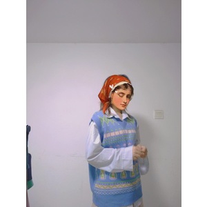 Áo len gile cổ V thổ cẩm ulzzang Hàn Quốc vintage sinh viên