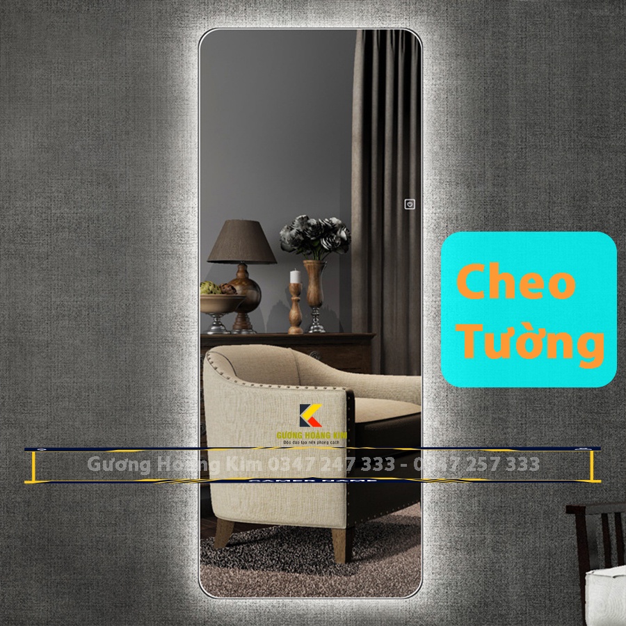 Gương soi toàn thân đèn led cảm ứng không viền treo tường dán tường kích thước 50x150cm -guonghoangkim mirror HK1010