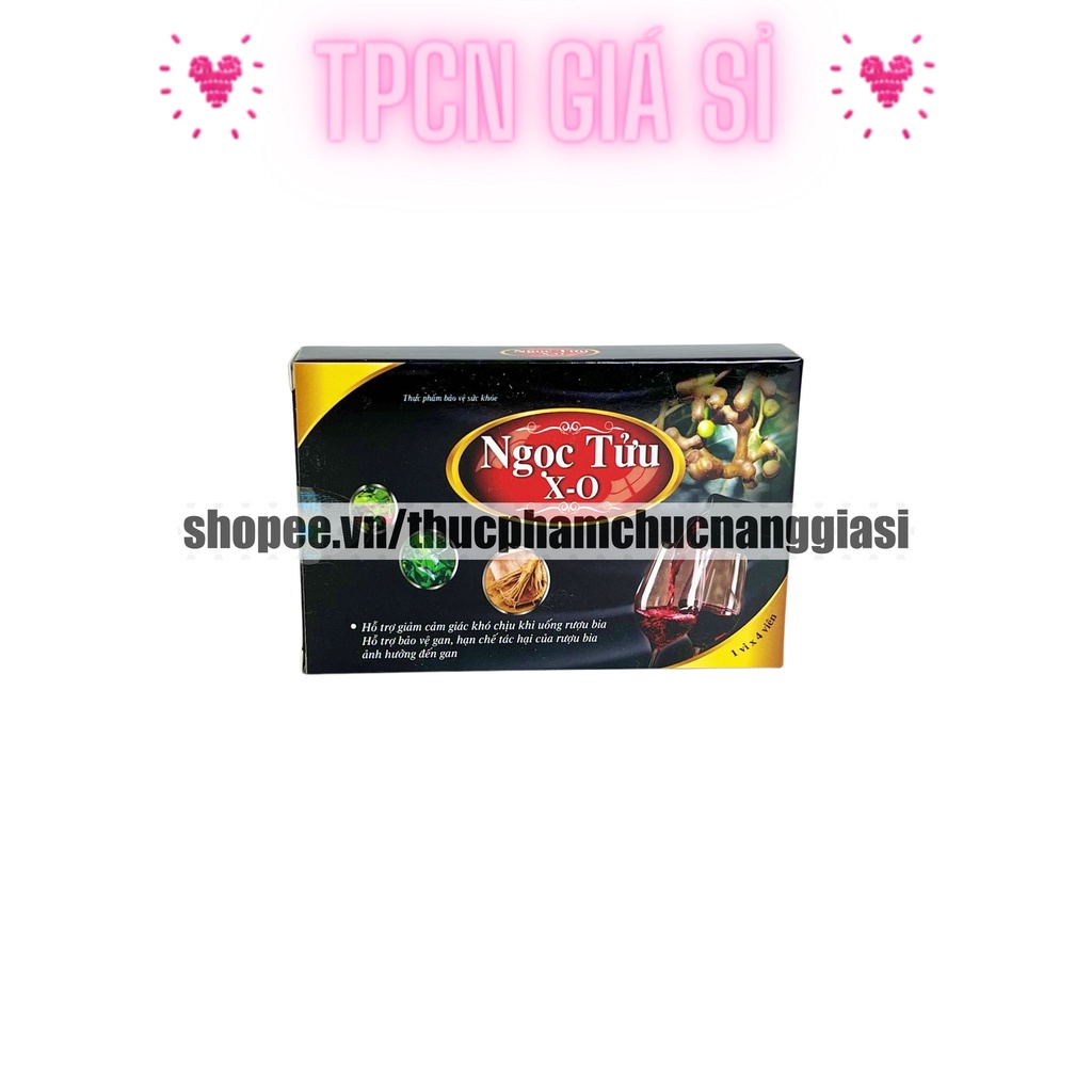 Viên uống giải rượu NGỌC TỬU X-O giảm các triệu chứng khó chịu khi uống bia, rượu, giảm tác hại đến gan – Hộp 4 viên