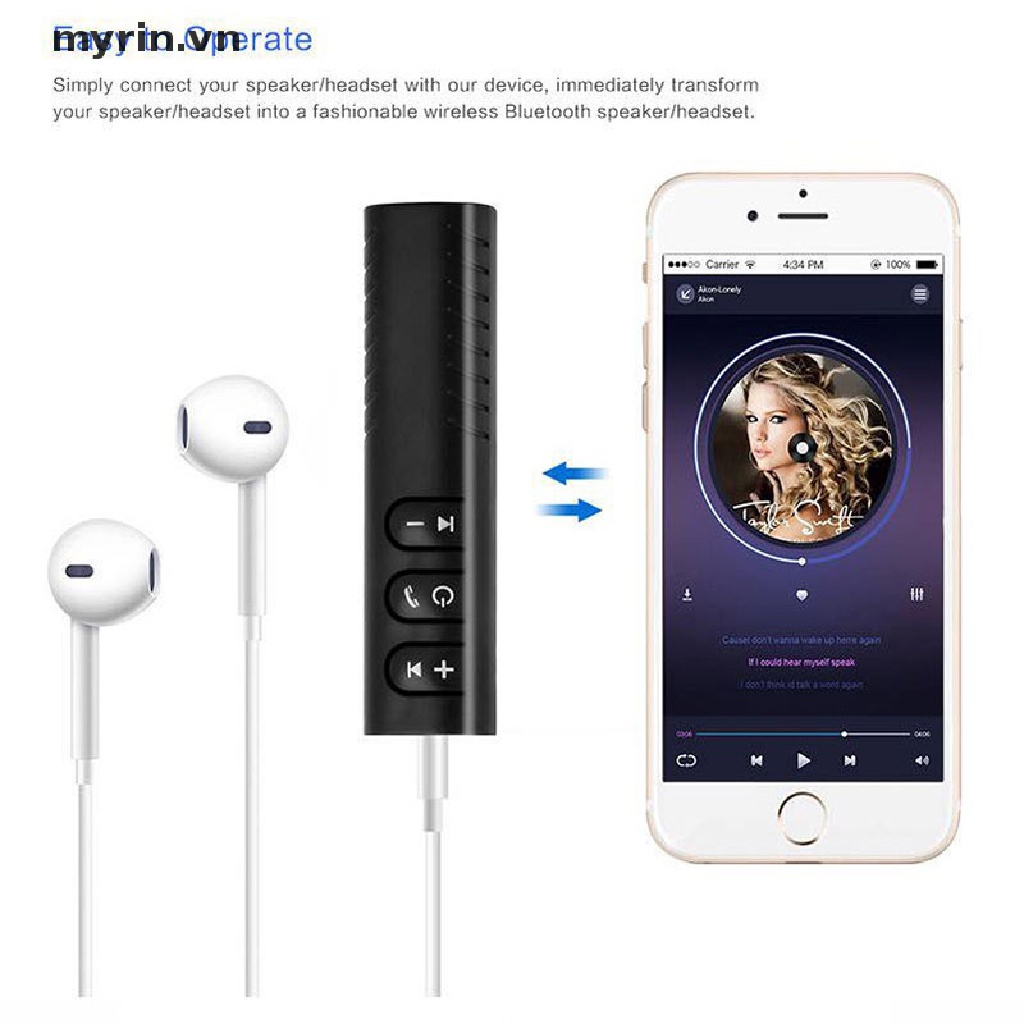 Thiết Bị Nhận Tín Hiệu Âm Thanh Bluetooth Không Dây Cho Xe Ô Tô Kèm Cáp Âm Thanh 3.5 AUX