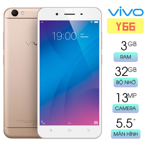 Điện thoại Vivo Y66 RAM 3GB/32GB camera 16MP Android 6 màn hình 5.5' rộng rãi, mới 99%