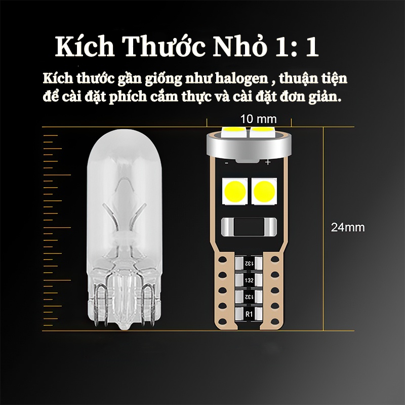 Bóng Đèn LED T10 Siêu Sáng Đèn LED T10 5W 194 501 6SMD 3030 chuyên dụng cho ô tô Lắp Mặt Đồng Hồ, Demi, Xi Nhan Xe Máy