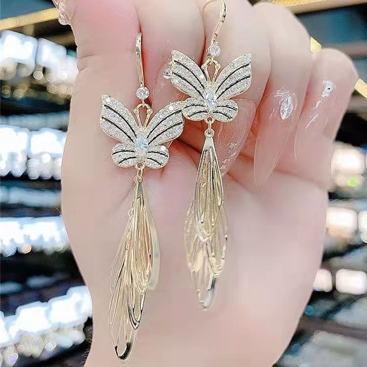 Bông tai nữ, Khuyên tai dáng dài phong cách thời trang Hàn Quốc nữ tính - B47