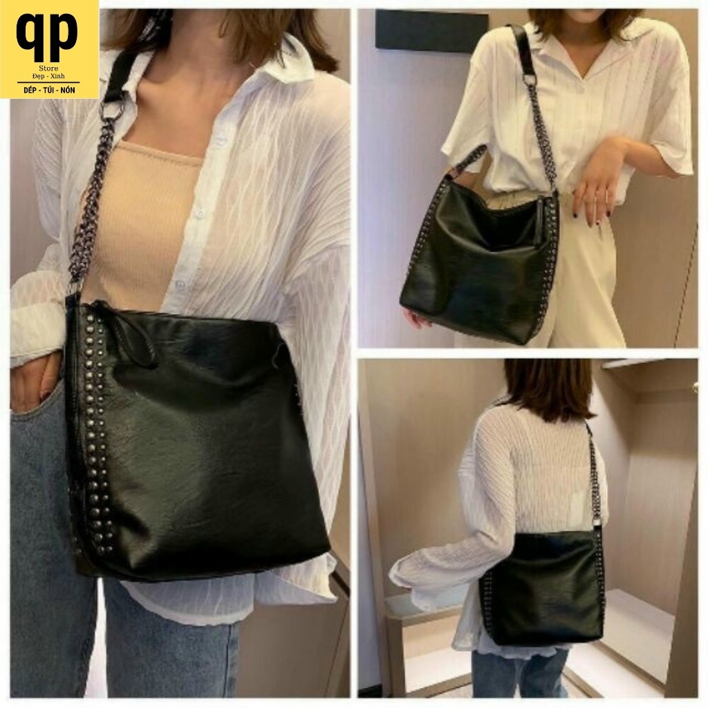 Túi Xách Tote Da Công Sở Bản To Đính Đá Size 30 x 33 cm Cực Hot
