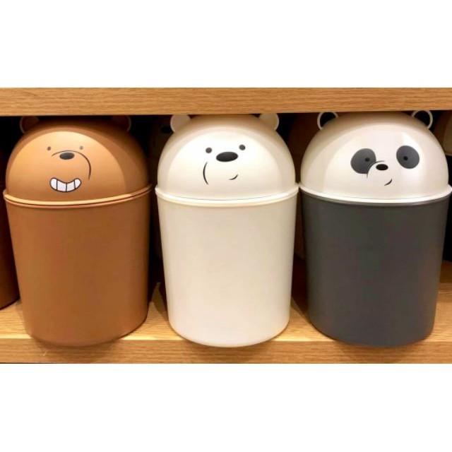 Thùng đựng rác mini để bàn anh em nhà gấu We Bare Bears Chúng tôi đơn giản là gấu chính hãng Miniso