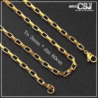 DÂY CHUYỀN NAM INOX MẠ VÀNG HÌNH VUÔNG 3LY