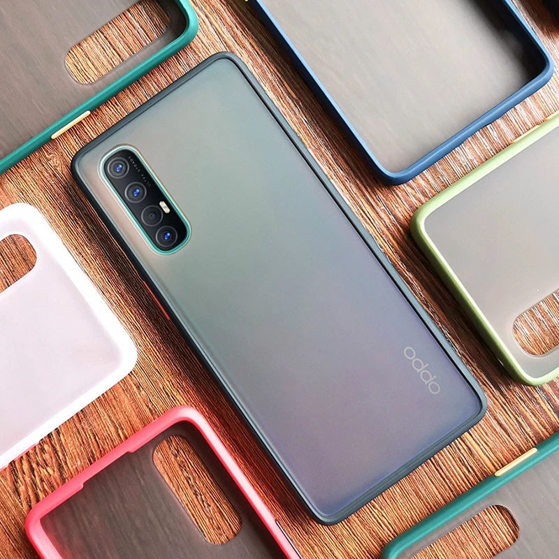 Ốp Lưng Trong Nhám Viền Màu Cho Điện Thoại Oppo F11 F9 Find X2 Pro R17 R15X Chống vỡ Vỏ TPU mềm trong suốt
