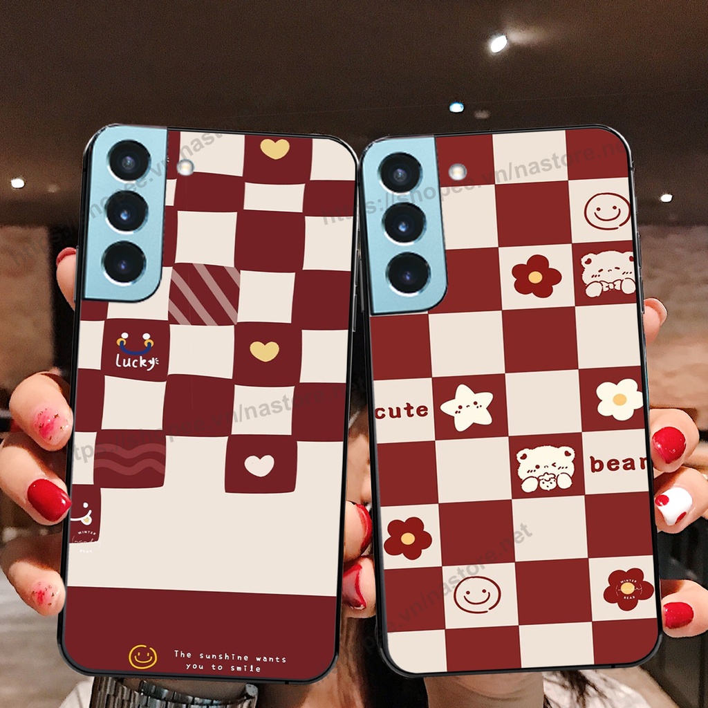 Ốp lưng Samsung S22 5g - Samsung S22 PLUS 5G (S22+ 5G) - Samsung S22 Ultra 5g-Samsung S21 FE trái tim bo viền gấu cute