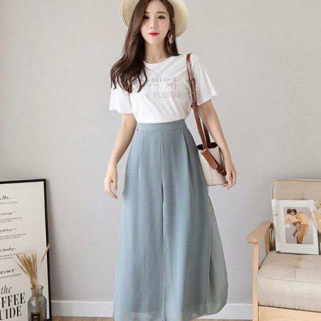 Quần ống rộng xẻ tà