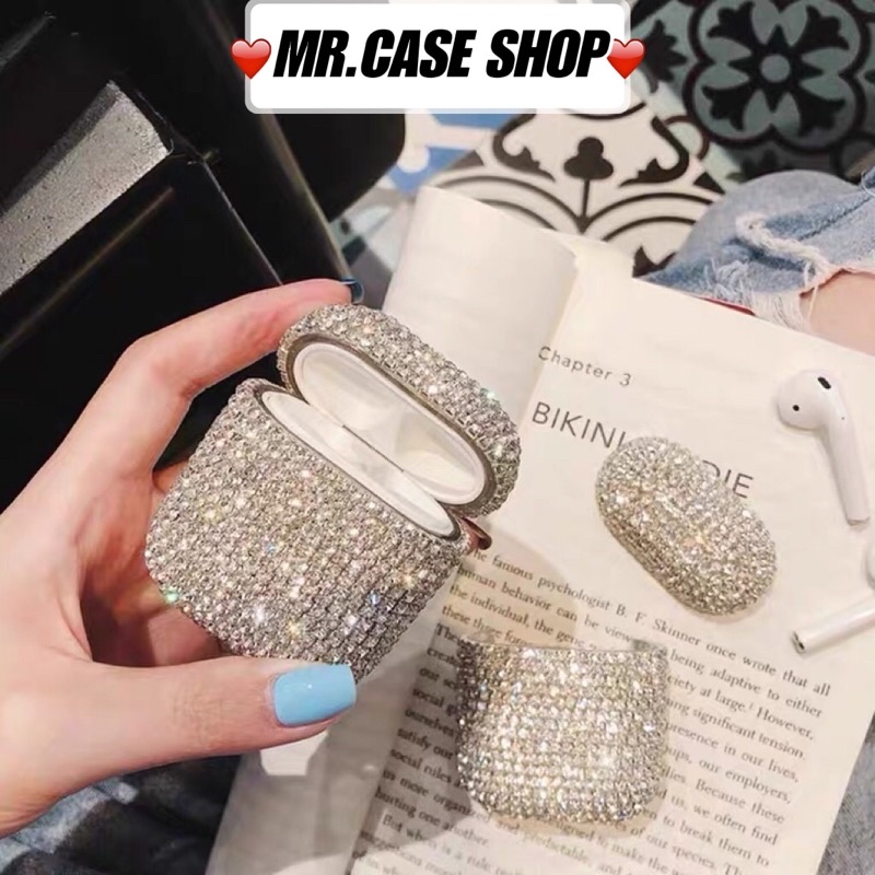 Case Airpods 1/2 Pro Vỏ Ốp Đựng Tai Nghe Đính Full Đá Nhân Tạo Kim Cương Lấp Lánh Bằng Pc Cứng - Mr.Case Airpods