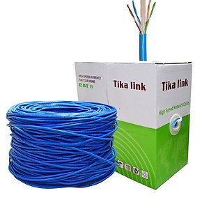 Cuộn 305M,Cáp mạng TIKA CAT 6 UTP-Lõi 0.45li, Cáp màu xanh-Cam kết chạy tín hiệu tốc độ cao lên đến 100M