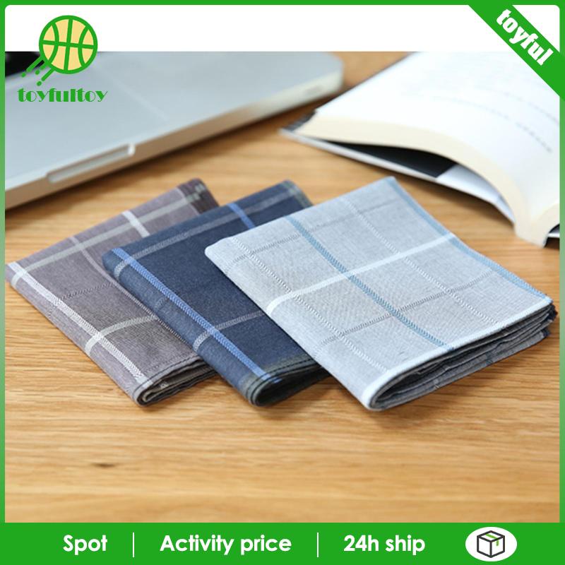 Set 3 Khăn Tay Mềm Mại Sọc Caro Làm Quà Tặng Đám Cưới Cho Cha