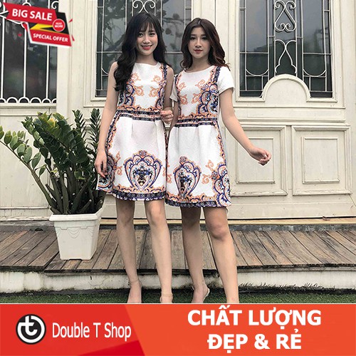 Váy xòe gấm thổ cẩm có tay cao cấp Quảng Châu VG23