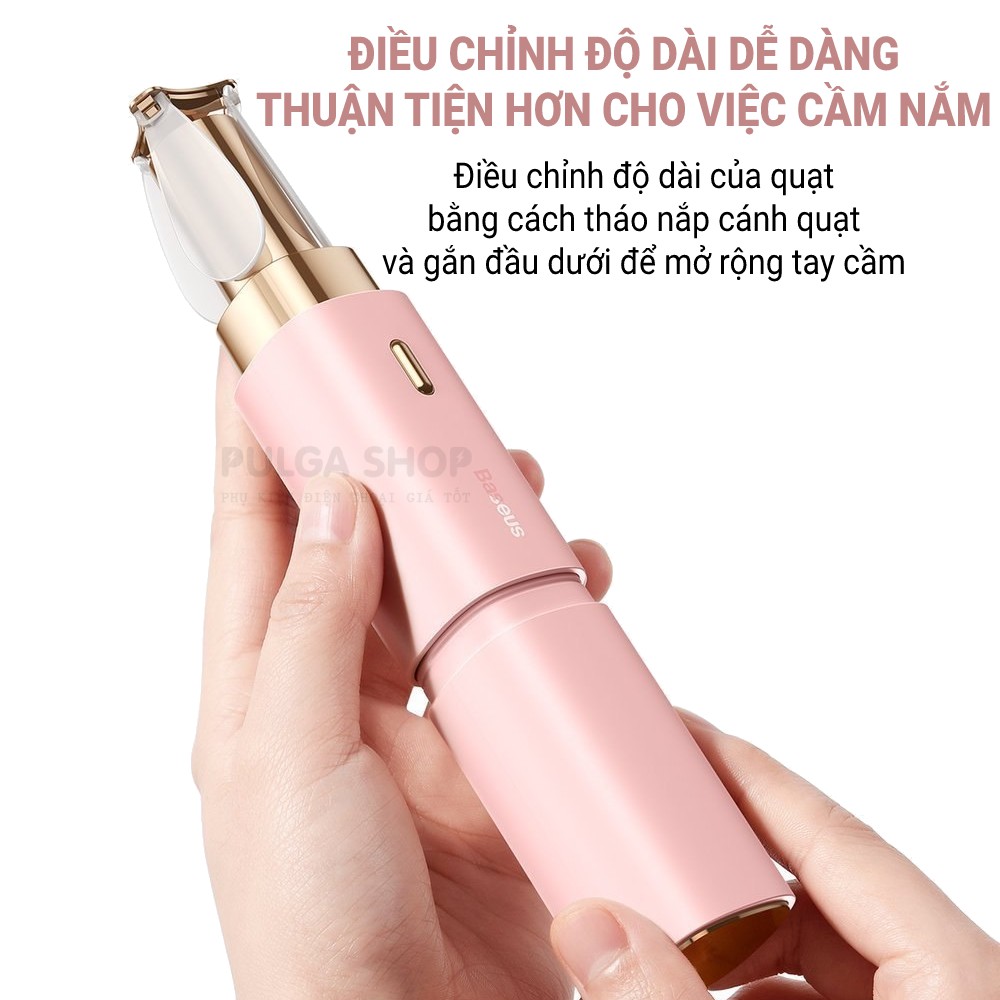 Quạt Cầm Tay Mini Baseus Sạc Pin Tích Điện Thiết Kế Nhỏ Gọn 2 Tốc Độ Gió Sử Dụng Liên Tục 12h