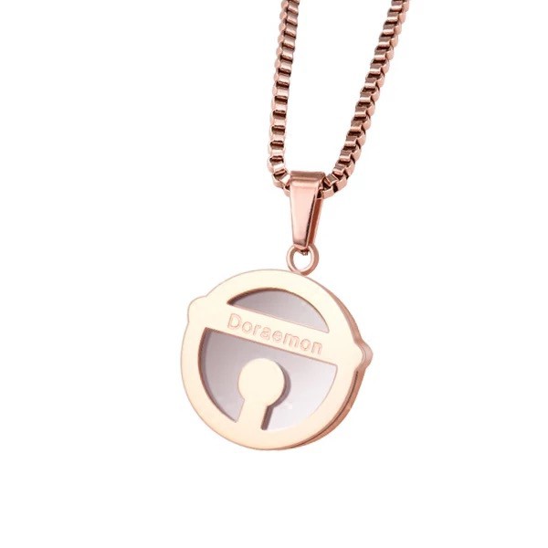 Vòng cổ ngắn bằng thép titanium mạ vàng hồng mặt Doraemon đáng yêu phong cách Nhật Bản thời trang dễ phối đồ cho nữ