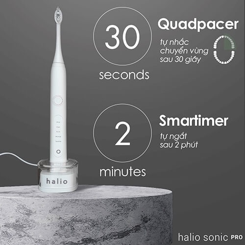 [Mã COSLXT5 giảm 10% đơn 600K] Combo Bàn chải điện Halio Sonic Whitening Toothbrush - White và 2 Đầu bàn chải thay thế