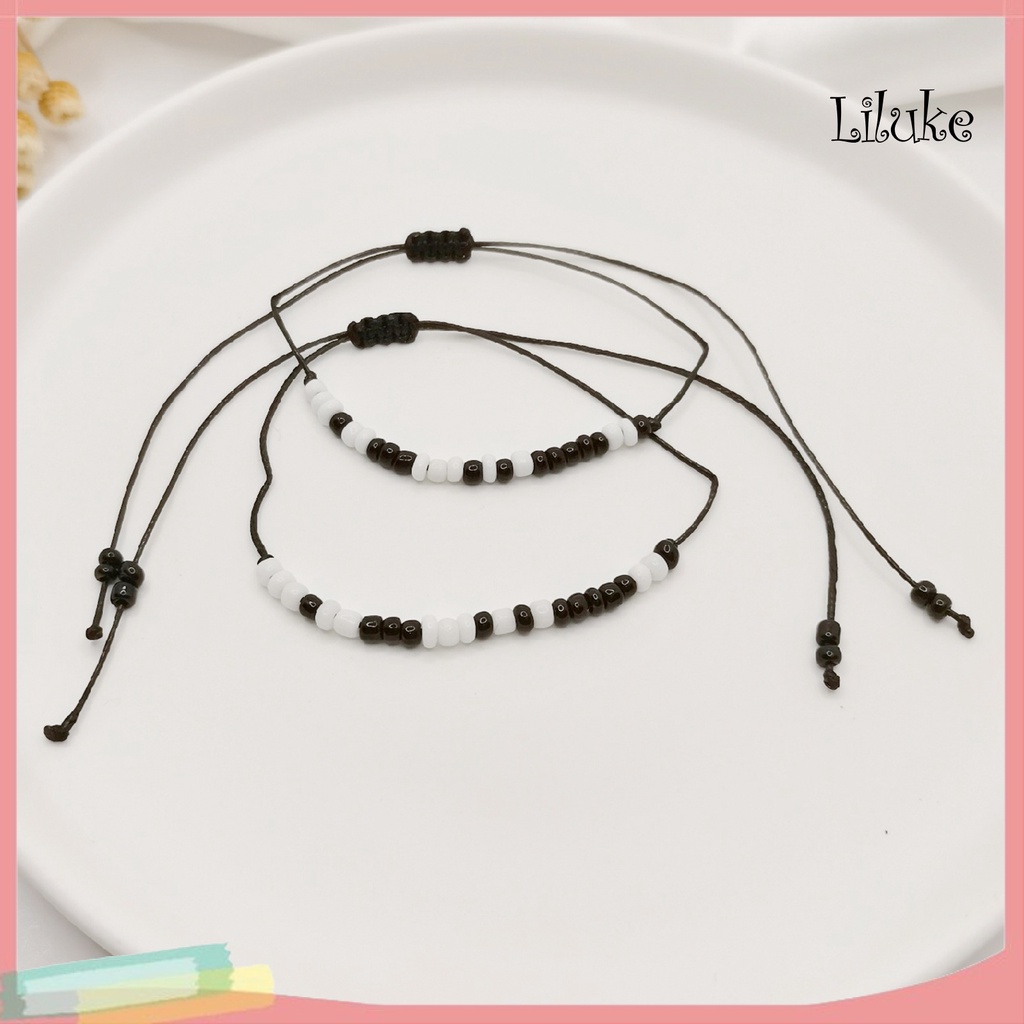 Bộ 2 Vòng Tay Dây Bện Xỏ Hạt Có Thể Điều Chỉnh Kích Thước Đầy Cá Tính